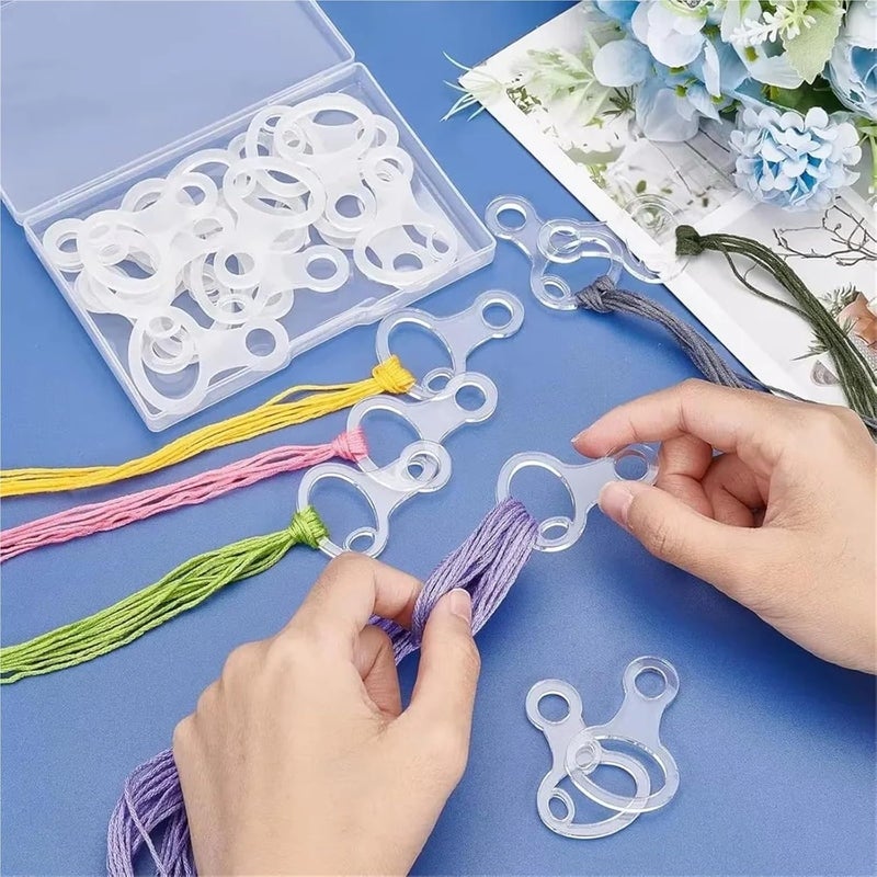 100pcs Embroidery Floss Organizer, Clear Acrylic Thread Drops Cross Stitch Bobbins Gourd Shape Bobbin for(Type A) - Image 3
