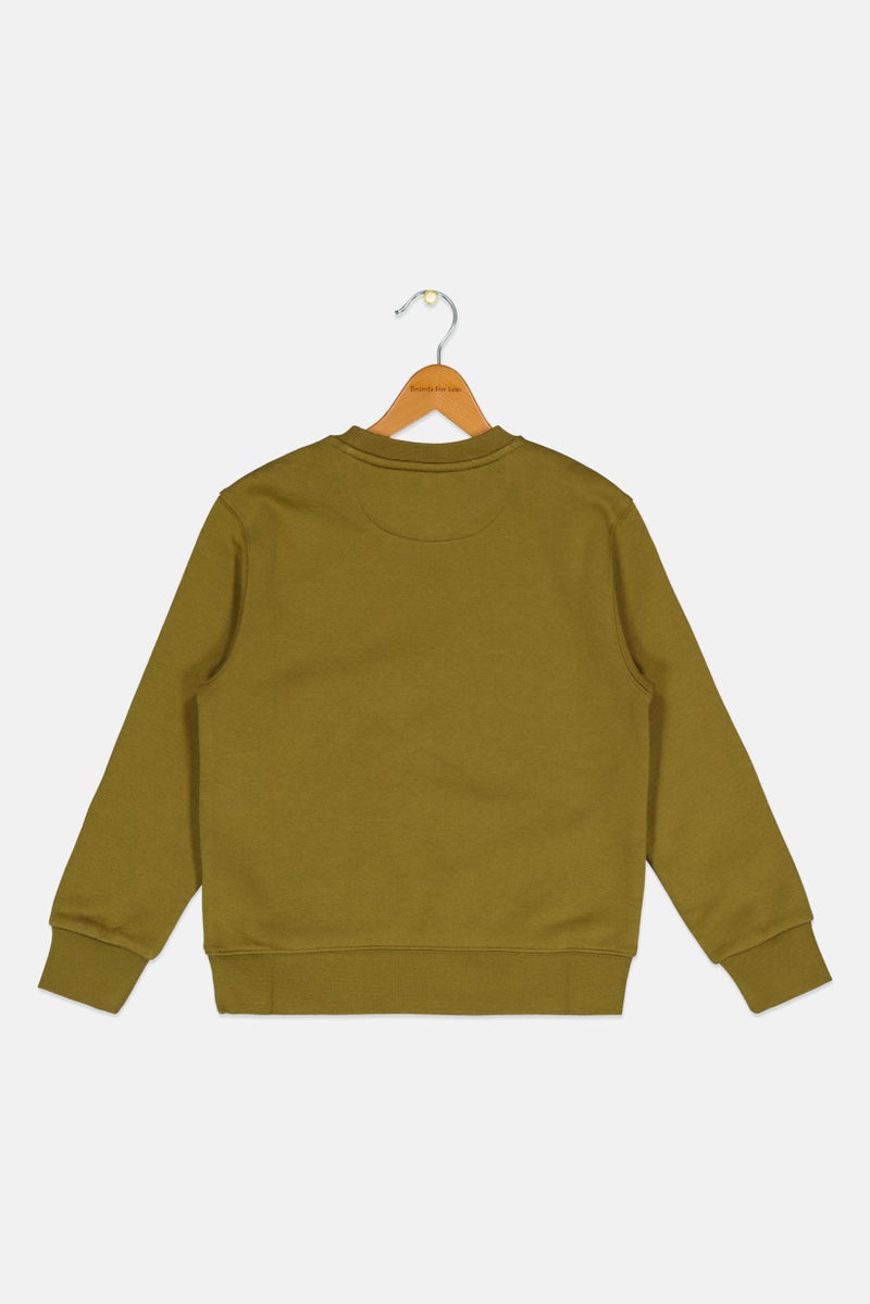 ESPRIT Kids Boy Long Sleeves Brand Logo Sweatshirt, Olive  - Image 2
