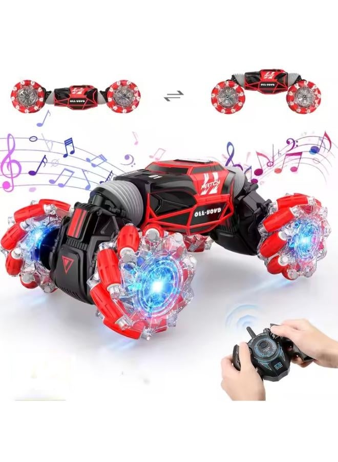 حديقة الألعاب سيارة Gesture RC - عربة رباعية الدفع 2.4 جيجاهيرتز دوارة على الوجهين، سيارة حيلة قابلة للطي 360 درجة مع أضواء وموسيقى، لعبة عيد ميلاد للأولاد والبنات - Image 1