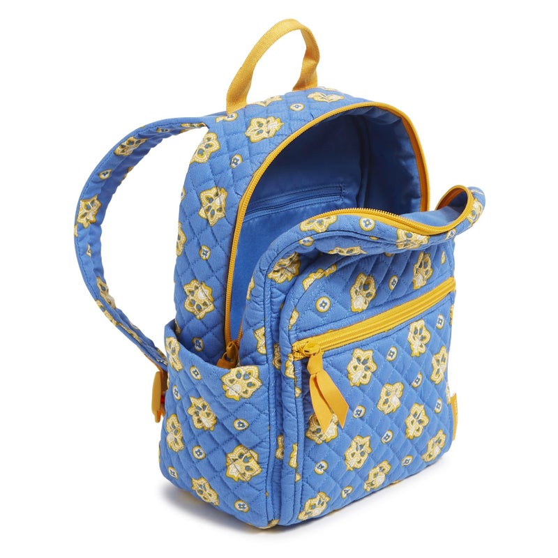 Vera Bradley Premium Cotton Small Backpack, Powder Blue and Gold Bandana Paisley, One Size - Image 3