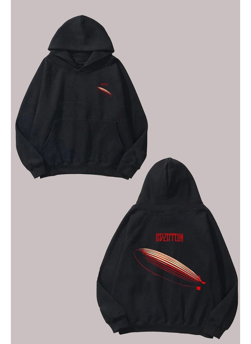 The Wert - Unisex Red Zeppelin Design Front Back Printed Regular Fit Black Sweatshirt - Image 1