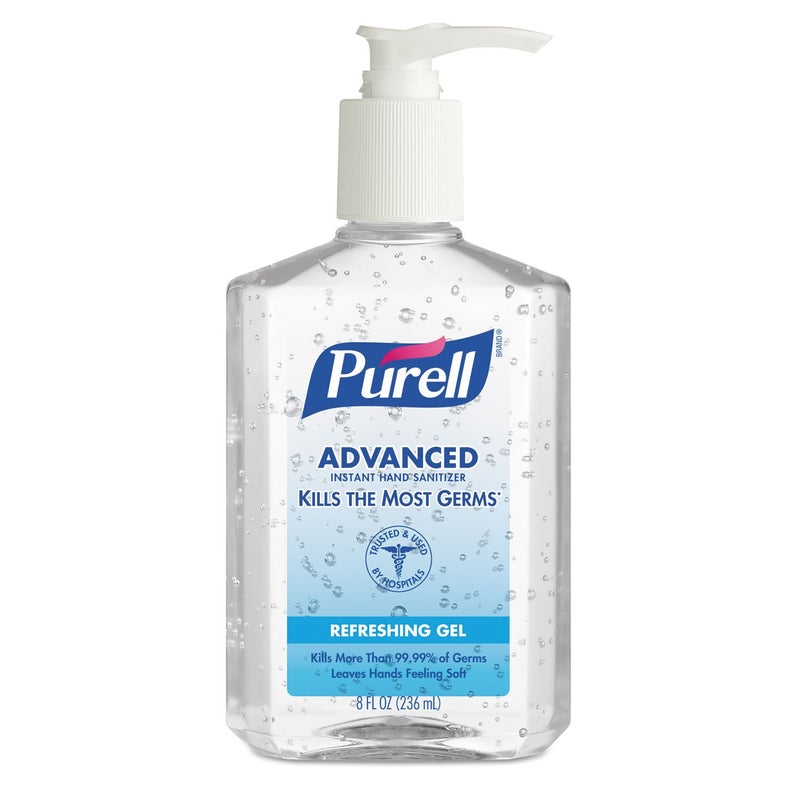 Purell Advanced Hand Sanitizer Refreshing Gel, Clean Scent, 8 fl oz Pump Bottle (Pack of 12), 9652-12 - Image 1