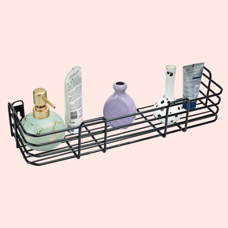 MOTIQO Stainless Steel Bathroom Shelf for Wall, Bathroom Rack, Wall Mount Rack for Kitchen, Bathroom Accessories and Organizer (Black,18X5 Inches) Set-1 - Image 3