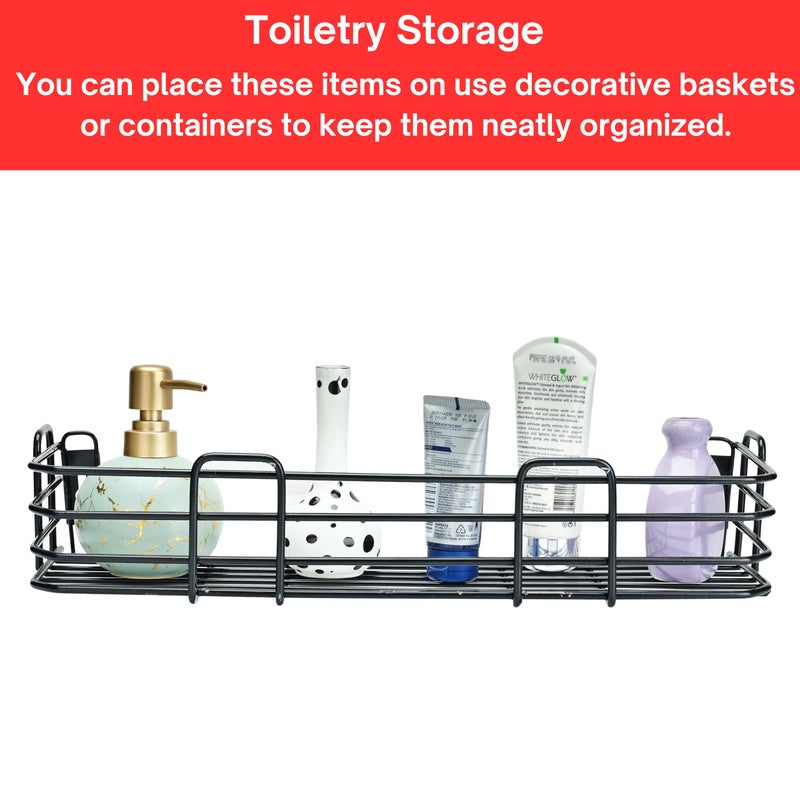 MOTIQO Stainless Steel Bathroom Shelf for Wall, Bathroom Rack, Wall Mount Rack for Kitchen, Bathroom Accessories and Organizer (Black,18X5 Inches) Set-1 - Image 5