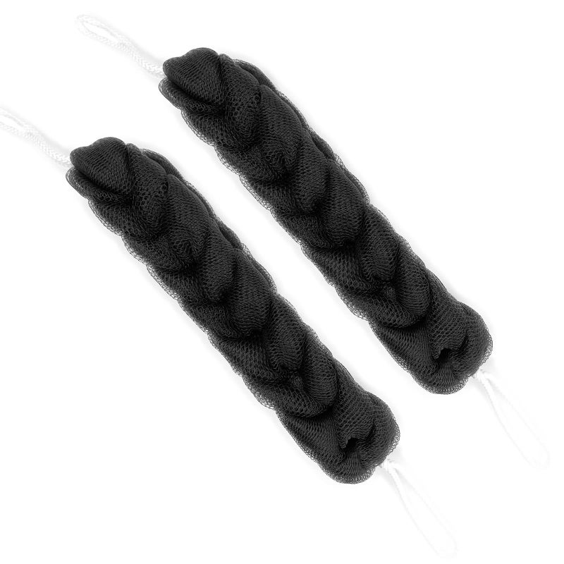 PPHAO 3 Pack Charcoal Back Scrubber for Shower Long Loofah Sponge for Women Bath Sponge Loofah Back Scrubber for Shower Exfoliating for Men and Women 215 INCH Black Loofah