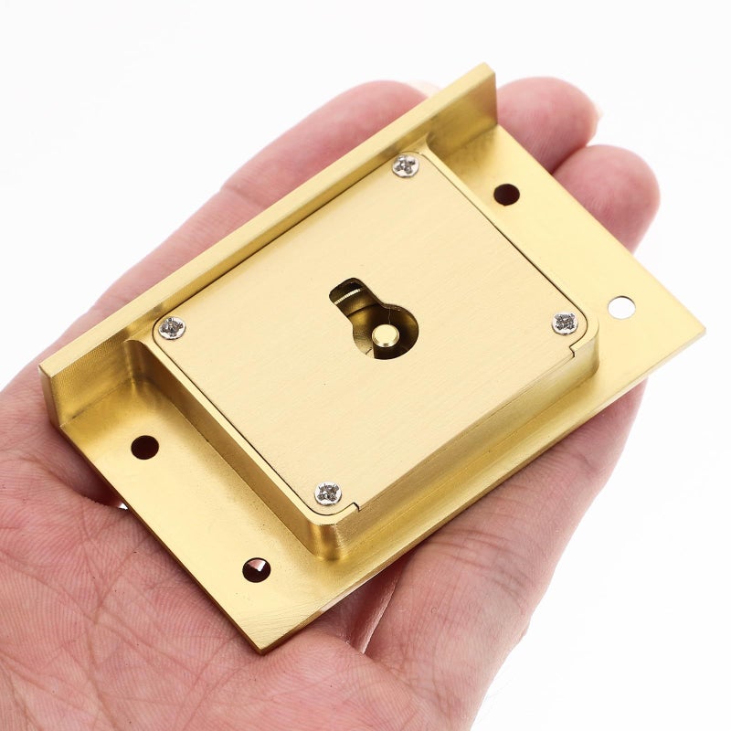 DOITOOL Vintage Brass Cabinet Lock with Keys Heavy Duty Square Drawer Lock for Furniture Array Design Large Size - Image 5