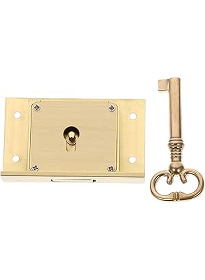 DOITOOL Vintage Brass Cabinet Lock with Keys Heavy Duty Square Drawer Lock for Furniture Array Design Large Size - Image 1