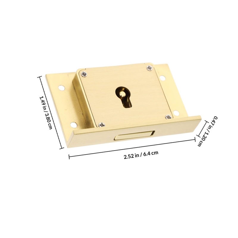 DOITOOL Vintage Brass Cabinet Lock with Keys Heavy Duty Square Drawer Lock for Furniture Array Design Large Size - Image 3