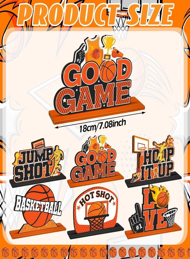Quzzil 6 Pieces Basketball Wooden Table Decorations Basketball Birthday Party Wooden Centerpieces Basketball Party Decorations Wooden Ornaments Centerpieces for Birthday Baby Shower Party - Image 2