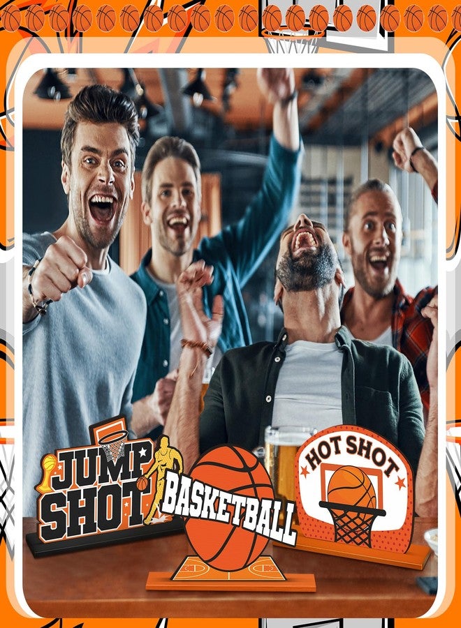 Quzzil 6 Pieces Basketball Wooden Table Decorations Basketball Birthday Party Wooden Centerpieces Basketball Party Decorations Wooden Ornaments Centerpieces for Birthday Baby Shower Party - Image 5