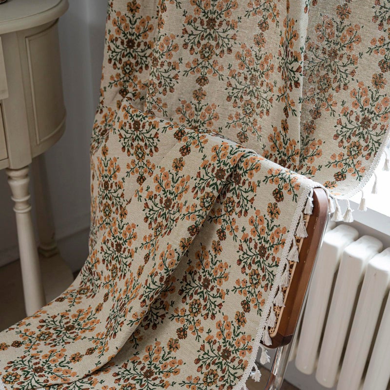 BHUSB Farmhouse Curtains for Living Room 63 Inch Length,Boho Floral Cotton Linen Window Curtains Semi-Blackout Drapes for Bedroom,Bohemian Decoration Drapes,2 Panels - Image 2
