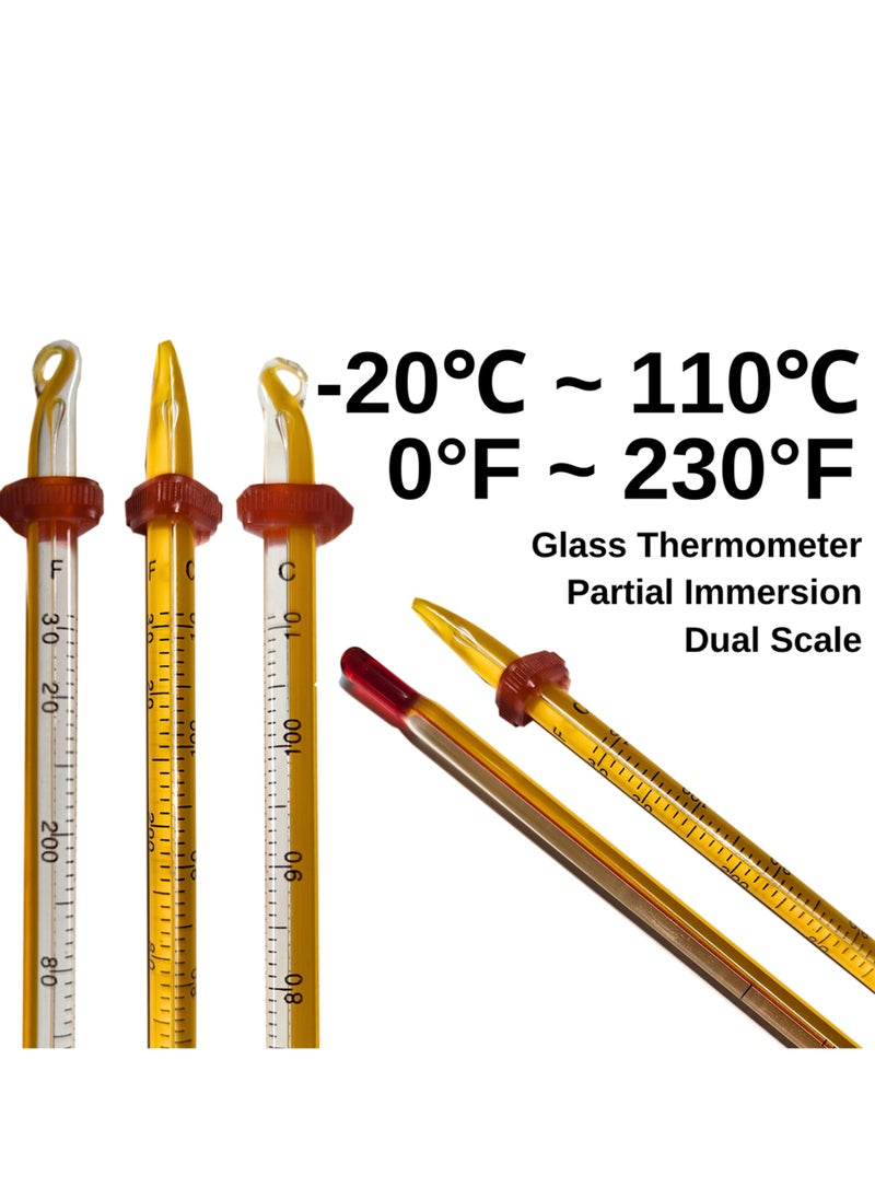 King Mariot Lab-grade Borosilicate 3.3 Heavy Duty Graduated Glass Yellow Thermometer + Protective Case for Chemistry Biology Physics Laboratory Experiments and Classroom Tests  - Image 2