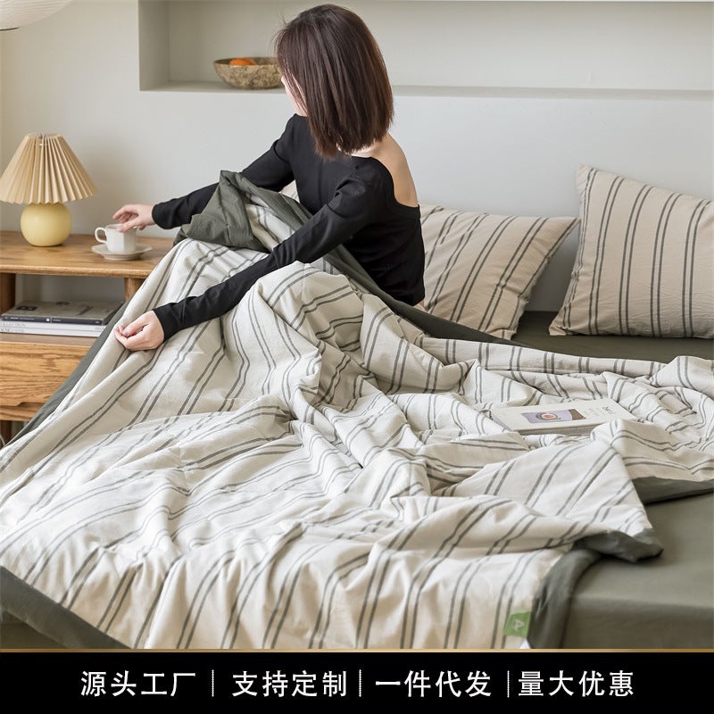 Class A Maternal And Infant Grade Antibacterial Cotton Washed Cotton Summer Quilt Four-Piece Set 4 Pure Cotton Summer Cool Quilt Air Conditioned Quilt Summer Thin Quilt - Image 2