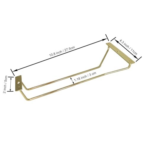 RedDreamer 10.8 Inch Gold Wine Glass Rack, Under Cabinet Wine Glass Holder, Wine Glass Hangers Under Shelf, Stemware Rack, Hanging Stemware Holder for Cabinet Kitchen Bar, Set of 2 - Image 2