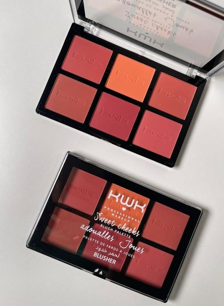 كيه دابليو كيه كويك بروفشنال ميك أب باليت أحمر خدود – 6 ألوان - Image 1