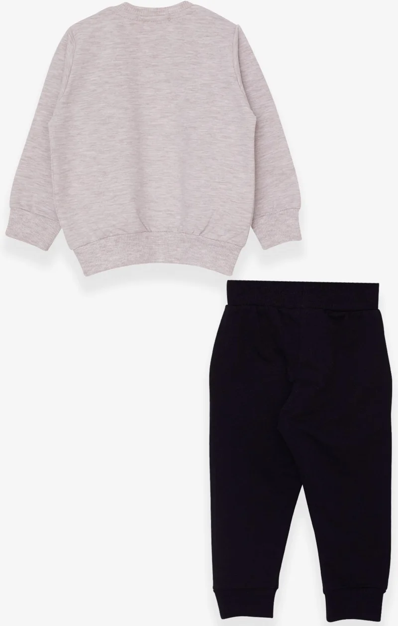 Breeze Breeze Boys Tracksuit Set Beige Melange With Figure Embroidery (1.5-5 Years)