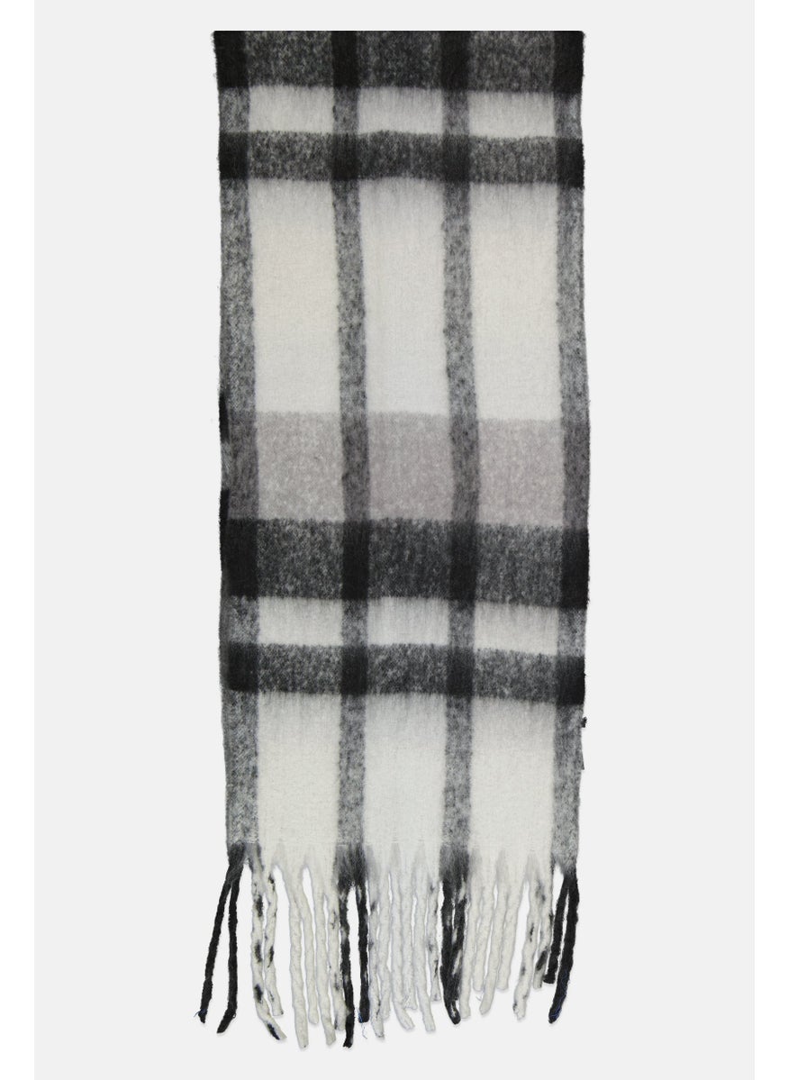 London Fog Women Checkered Scarf 185 x 40 cm, Black/Grey  - Image 2