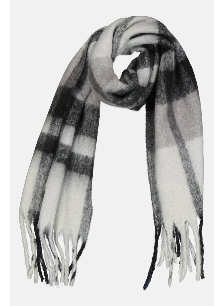 London Fog Women Checkered Scarf 185 x 40 cm, Black/Grey  - Image 1