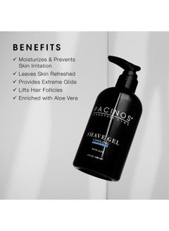 Pacinos Shave Gel - Cooling Gel with Aloe Vera - Moisturizing Mens Shaving Gel - 8 Fl. Oz  - Image 2