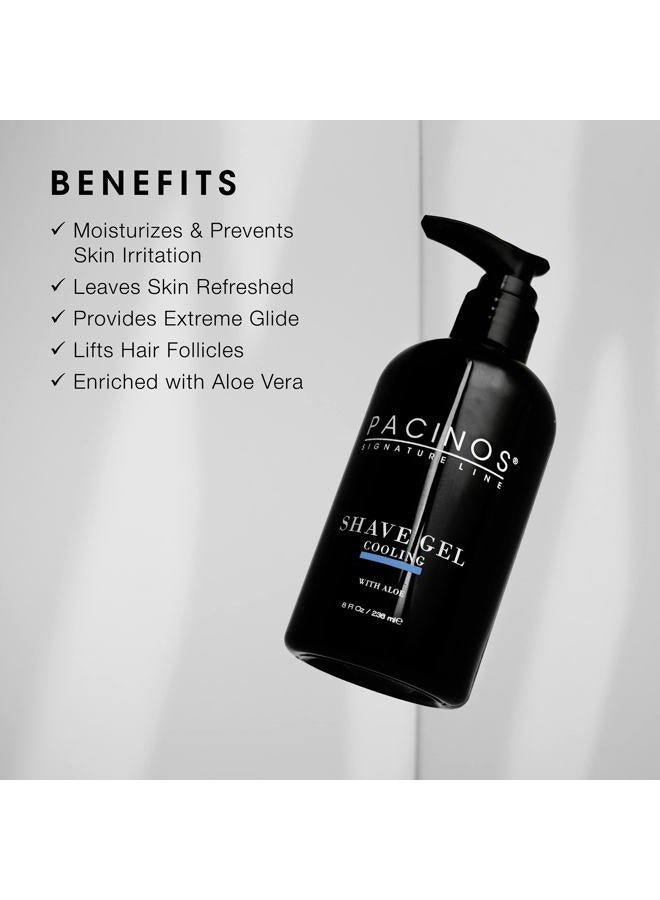 Pacinos Shave Gel - Cooling Gel with Aloe Vera - Moisturizing Mens Shaving Gel - 8 Fl. Oz - Image 2