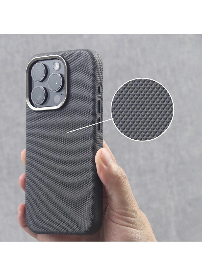 ICARLUS Luxury Metal Lens Frame Case for iPhone 16 Pro Max Magsafe Wireless Charger Magnetic Shockproof Cover Grey  - Image 1