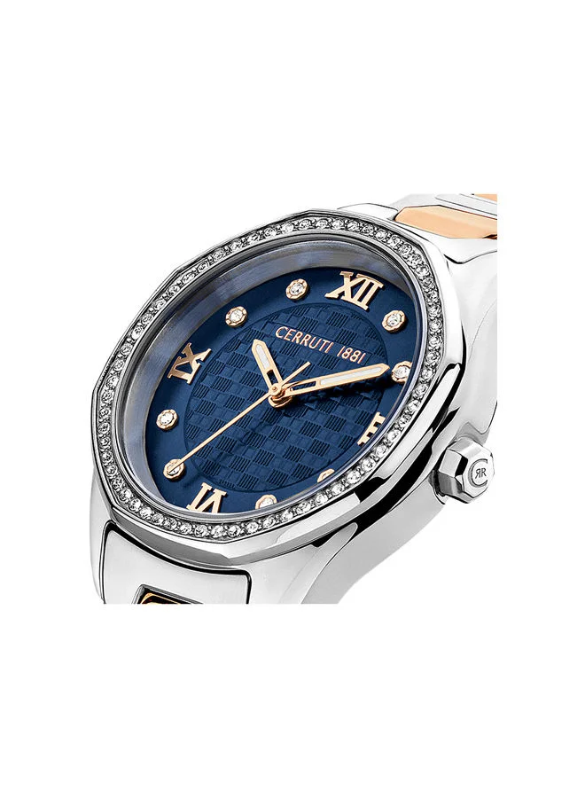 CERRUTI 1881 Women's Round Shape Stainless Steel Band Analog Wrist Watch 30 mm - Blue Dial - CIWLG2225501