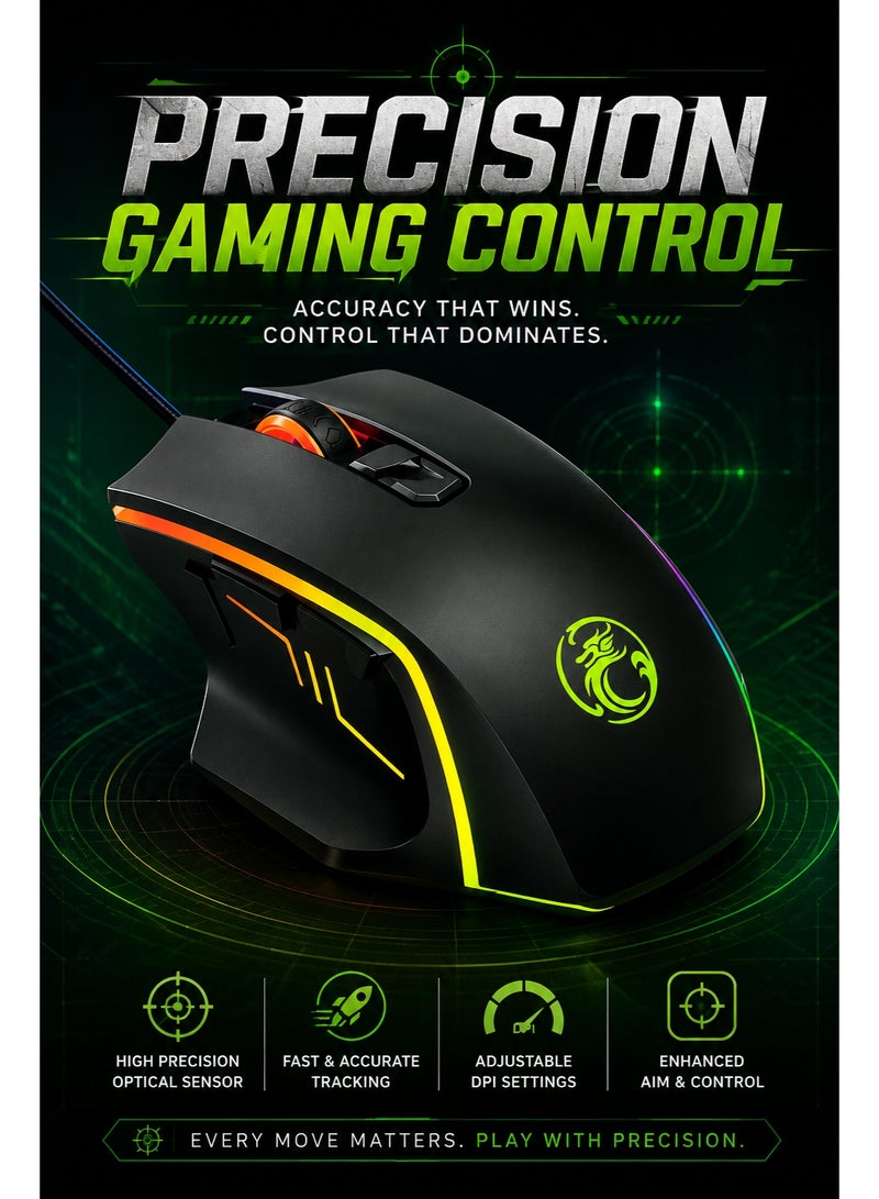 iMICE X4 RGB Gaming Mouse, Adjustable DPI Wired Gaming Mouse, Ergonomic Design, LED RGB Backlight, High Precision Optical Sensor, Programmable Gaming Mouse for PC & Laptop, Black - Image 4