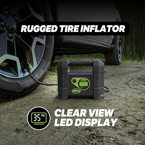 Slime 40080 Cordless Tire Inflator, Rugged Portable Air Compressor Pump with Auto Shut Off, Lithium Ion Battery and LED Light, Rechargeable - Image 5
