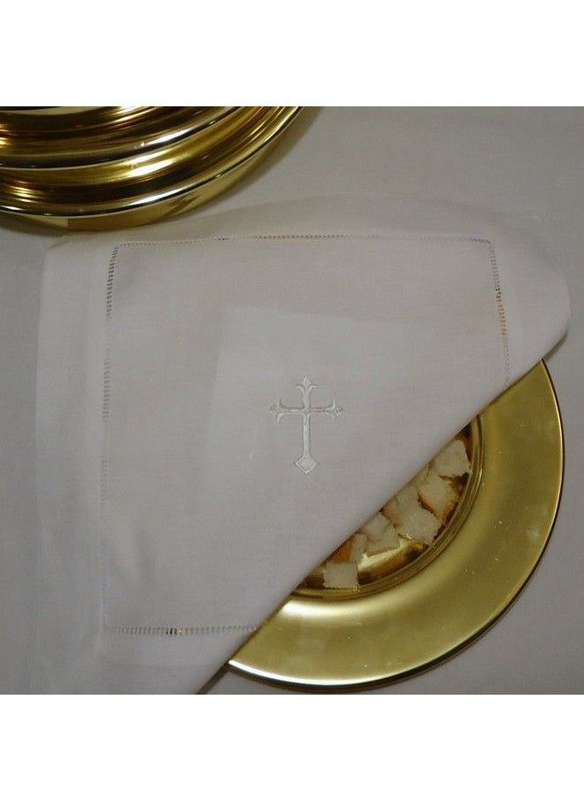 Integrity Designs - White Linen Altar Cloth White Cross Embroidery - Image 1