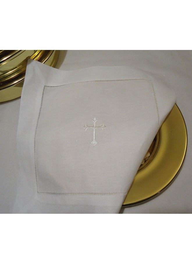 Integrity Designs - White Linen Altar Cloth White Cross Embroidery - Image 1