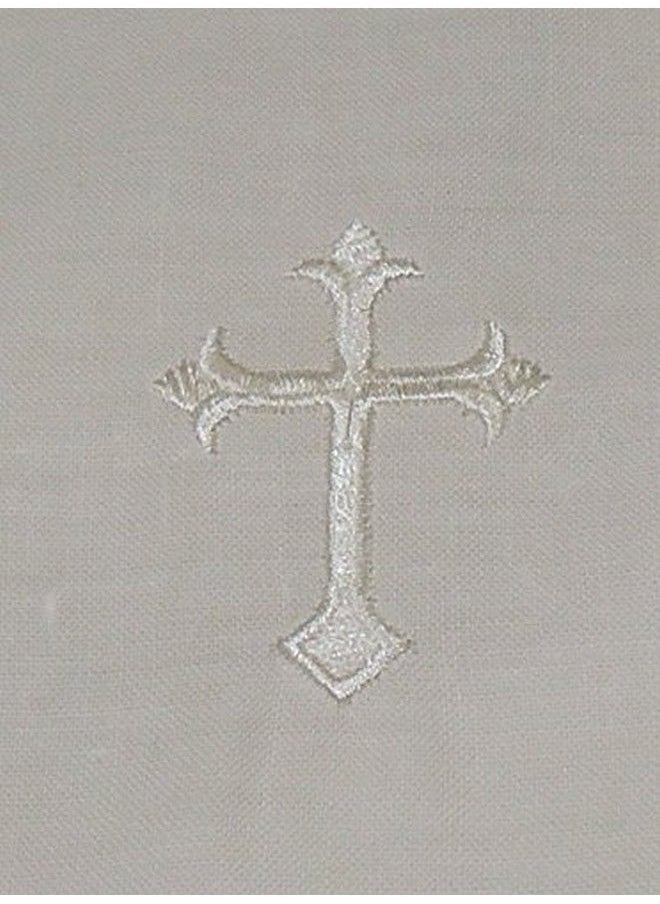 Integrity Designs - White Linen Altar Cloth White Cross Embroidery - Image 1