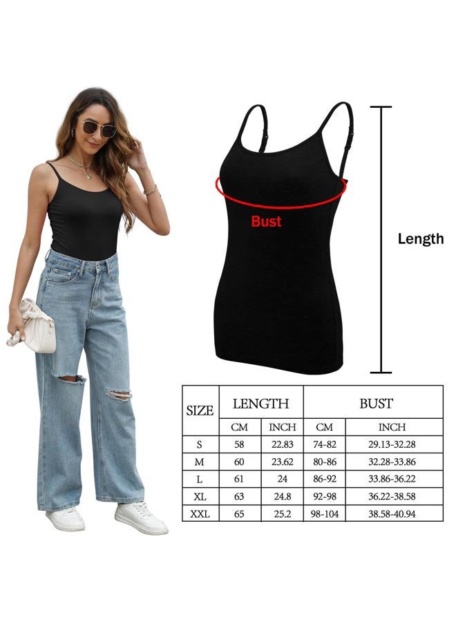 BQTQ 6 Pieces Basic Camisole Adjustable Strap Vest Top for Women and Girl, Black, White, Grey, Dark Red, Navy, Dark Grey, X-Large - Image 3