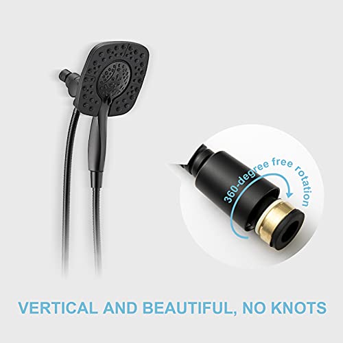 OFFO Shower Hose, 100 in Kink Free Stainless Steel Shower Hose Attachment Electroplating Handheld Shower Head Hose Flex Hoses Extension with Brass Insert & Nut for Pet Bathing Cleaning, Matte Black - Image 3