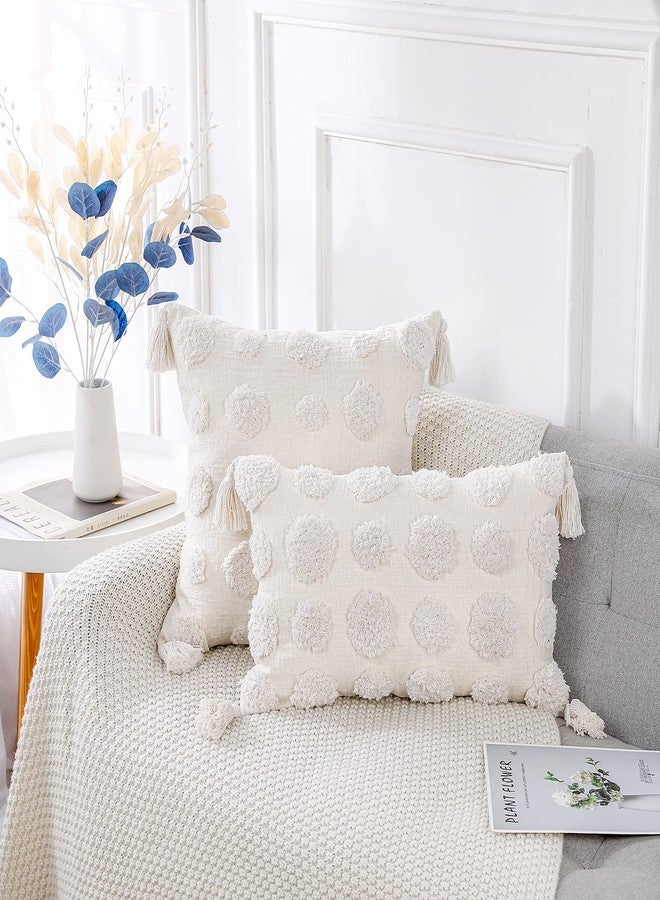 PANOD Super Soft Farmhouse Decorative Plush Throw Pillow Covers 12 x 20 White,Solid Pom pom Tufted with Tassels Modern Accent Boho Lumbar Cushion Cover Pillow Case for Couch Sofa - Image 2