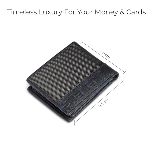 EUME Crest Wallet for Men, Volcanic Blue | Slim Bifold Premium Vegan Leather | 6 Card Slots, 2 Compartments, 1 Id Slot, & 1 Slip Pocket | Stylish & Durable Men Wallet | Perfect for Everyday Use - Image 3