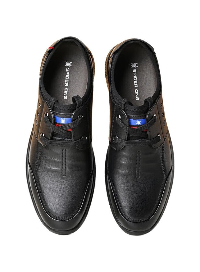 Spider King Casual Leather Shoes For Men, Business Formal Lace-Up Versatile Wear-Resistant Youth Driving Lightweight Men'S Shoes, Black, Size 41 - Image 3
