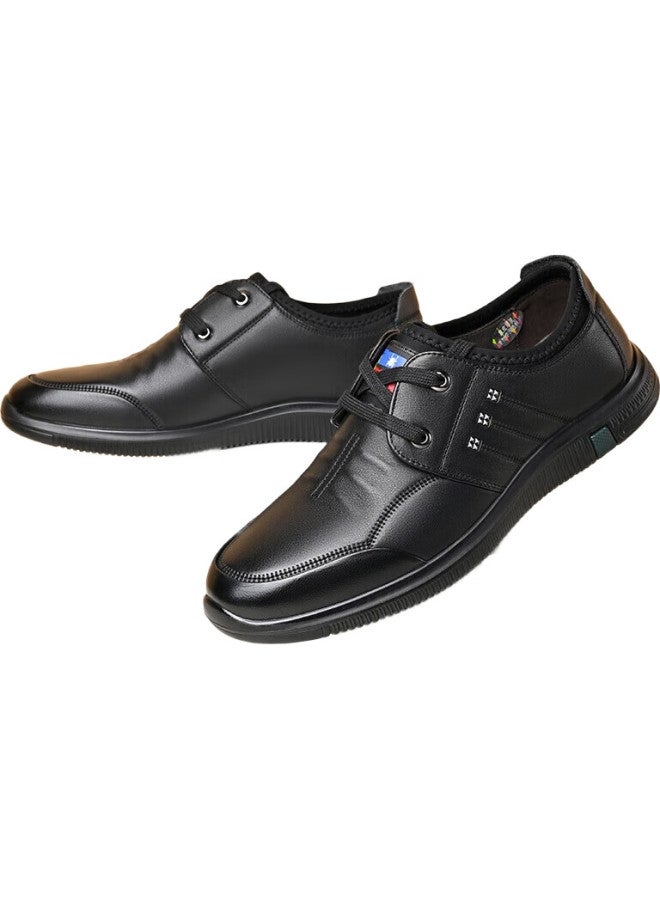 Spider King Casual Leather Shoes For Men, Business Formal Lace-Up Versatile Wear-Resistant Youth Driving Lightweight Men'S Shoes, Black, Size 41 - Image 2