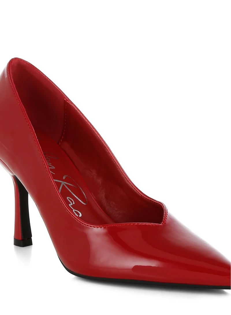 London Rag Point Toe Stiletto Heeled Pumps in Red