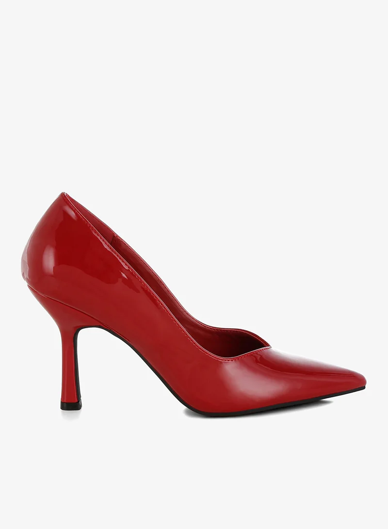 Point Toe Stiletto Heeled Pumps in Red
