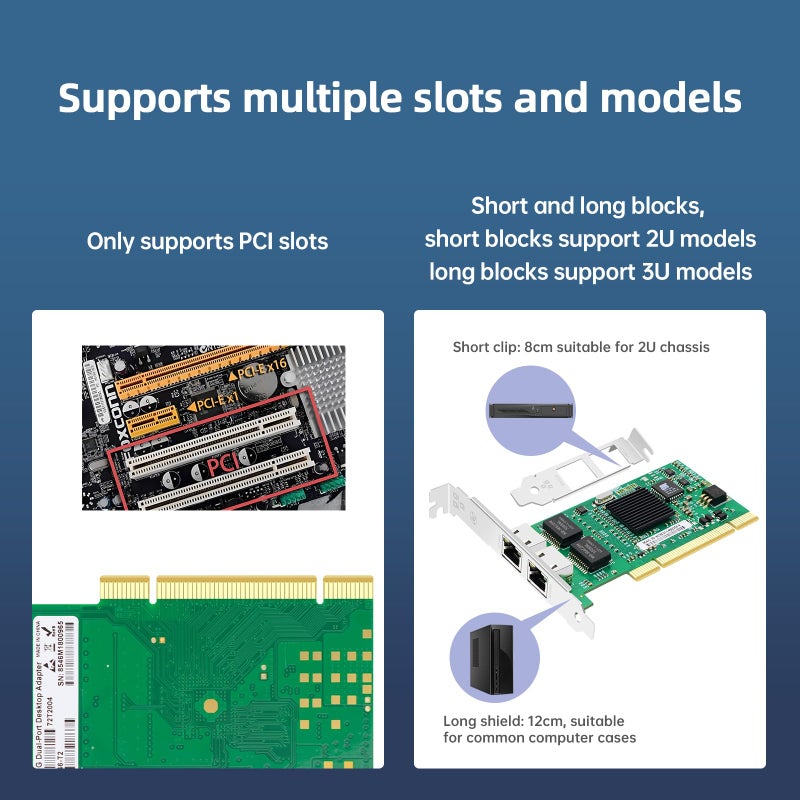Jeirdus with Intel Chipset 82546 Dual Port Gigabit 8492MT PCI Server Network Card 1000M RJ45 NIC Ethernet Desktop Adapter - Image 2