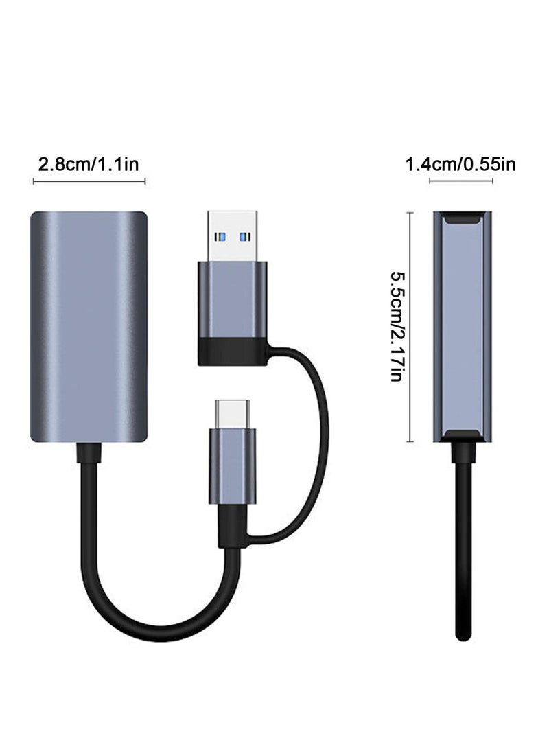 Excefore USB C Ethernet Adapter, Fast USB to Ethernet, Type-C to RJ45 Adapter Work for MacWindows, Network Adapter USB Ethernet Adapter for Laptop Tablets and Computers  - Image 2