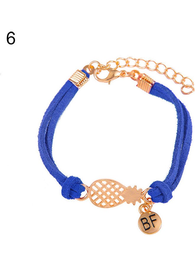 NIBEMINENT - Fashion Girls Faux Leather Rope Hollow Pineapple Letter BF Double Layer Bracelet - Image 1