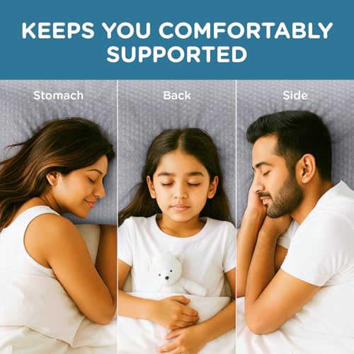 ComfyHug Sleeping Pillow | Height Adjustable Shredded Memory Foam Pillow | for Side & Back Sleepers – Relieves Neck & Shoulder Pain, Soft Washable Cover (Pack of 2) - Image 4