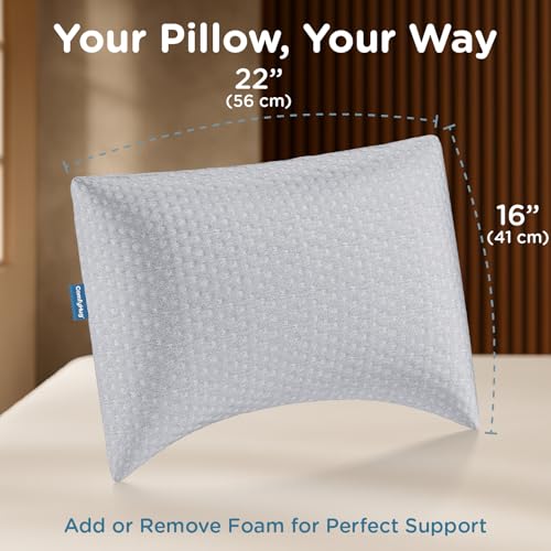 ComfyHug Sleeping Pillow | Height Adjustable Shredded Memory Foam Pillow | for Side & Back Sleepers – Relieves Neck & Shoulder Pain, Soft Washable Cover (Pack of 2) - Image 3