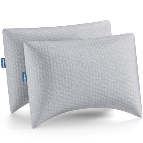 ComfyHug Sleeping Pillow | Height Adjustable Shredded Memory Foam Pillow | for Side & Back Sleepers – Relieves Neck & Shoulder Pain, Soft Washable Cover (Pack of 2) - Image 1