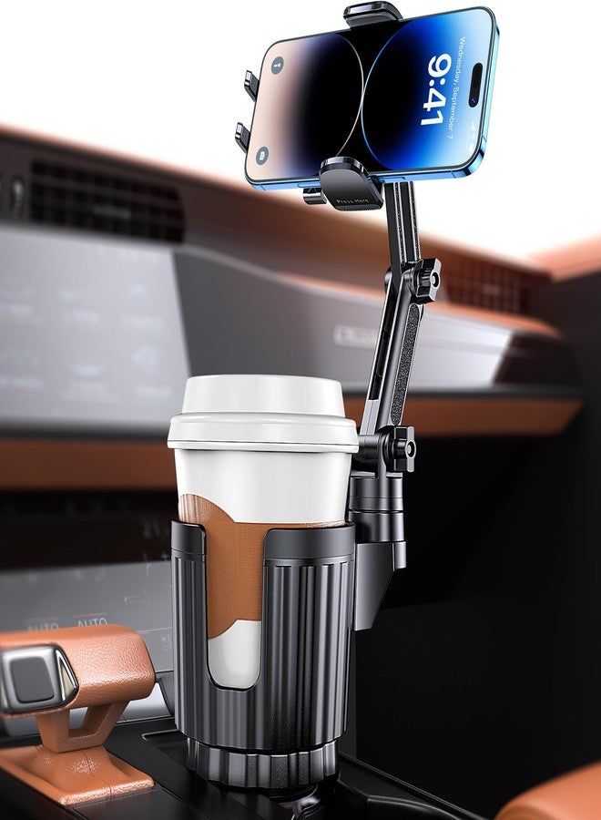 Coolpow Phone Holders for Your Car,Upgraded 2 in 1 Cup Car Phone Holder with Expander Adjustable Base Long Arm,360°Rotation Cup Holder Cell Phone Car Mount for iPhone 17 Pro Max 16 15 & All Smartphone - Image 1