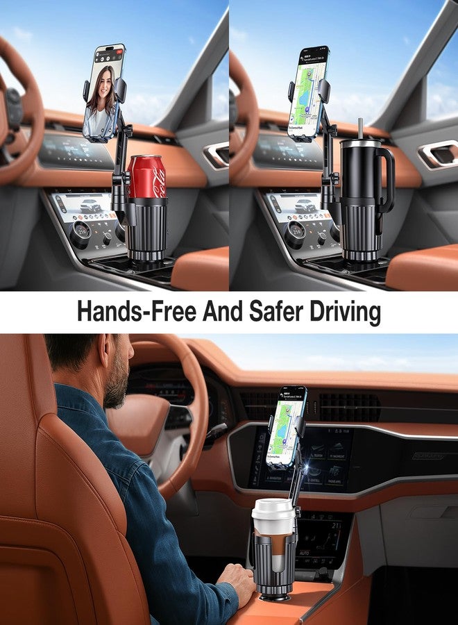 Coolpow Phone Holders for Your Car,Upgraded 2 in 1 Cup Car Phone Holder with Expander Adjustable Base Long Arm,360°Rotation Cup Holder Cell Phone Car Mount for iPhone 17 Pro Max 16 15 & All Smartphone - Image 5