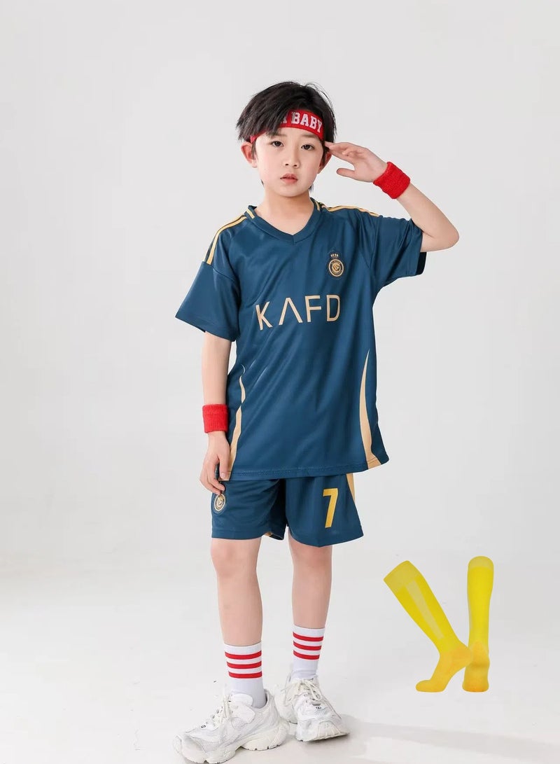 Children's soccer uniform suit boys girls soccer uniform suit children's soccer uniform short-sleeved soccer shirt with socks sportswear -20  - Image 1