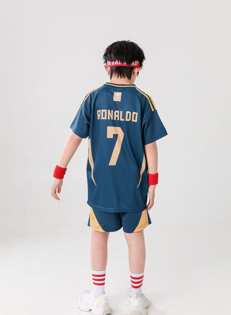Children's soccer uniform suit boys girls soccer uniform suit children's soccer uniform short-sleeved soccer shirt with socks sportswear -20  - Image 2