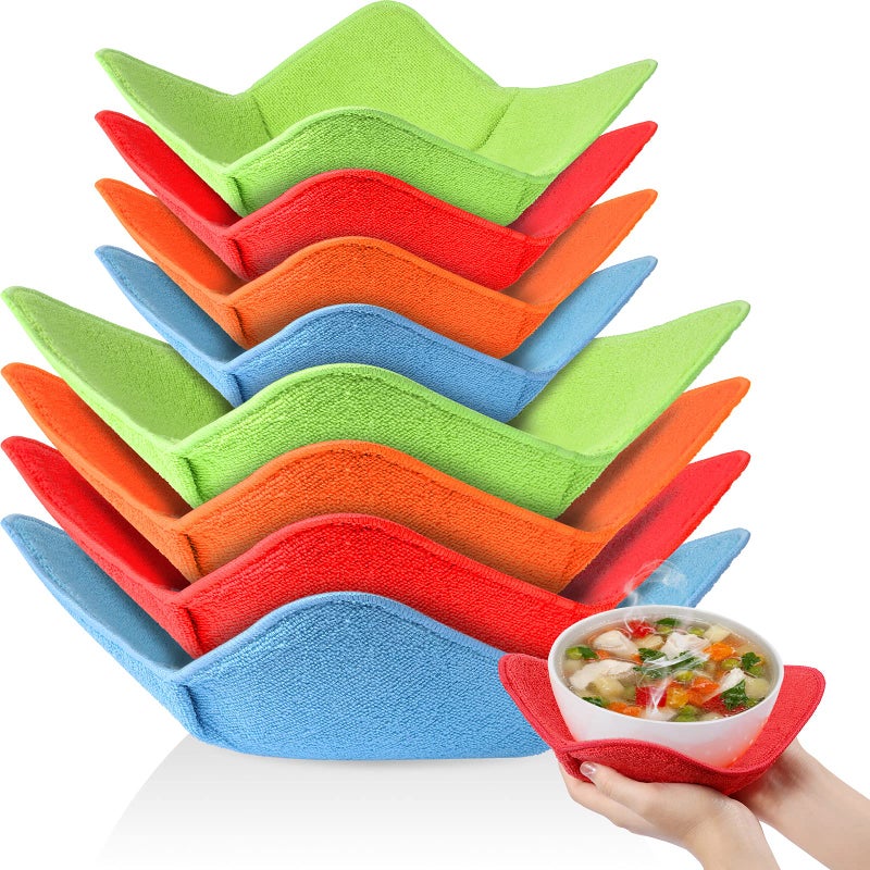 Patelai 8 Pieces Cozy Microwave Safe Microwave Plate Holders Hot Bowl Holders Classic Style 